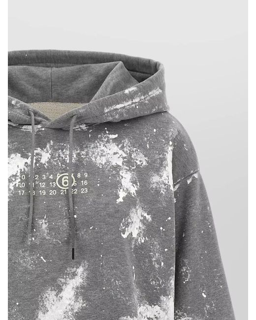 MM6 by Maison Margiela Gray Numeric Signature Hooded Sweatshirt Front Pocket
