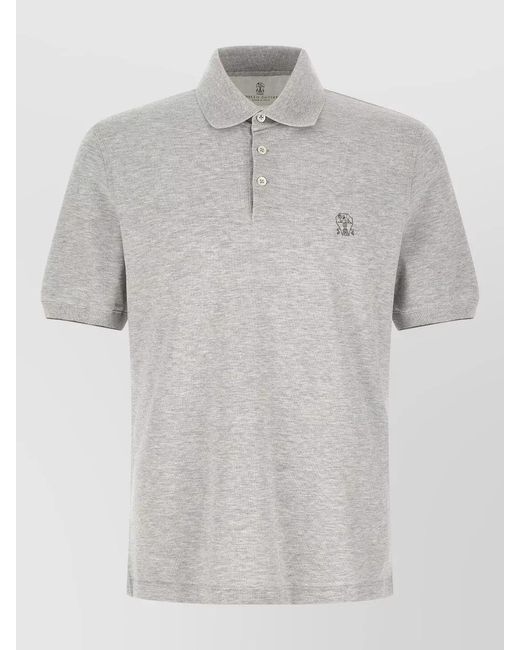 Brunello Cucinelli Gray Cotton Piqué Polo Shirt for men