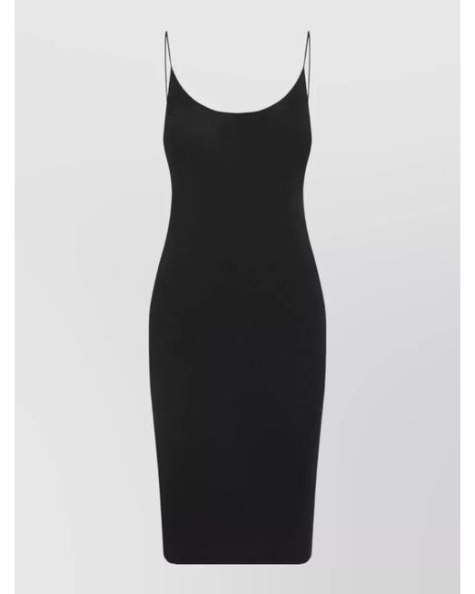 Saint Laurent Black Ribbed-Knit Open-Back Midi Dress