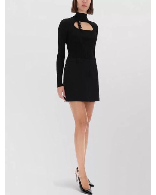 Versace Jeans Couture Black Knit Top Buckle Detail Cut Out