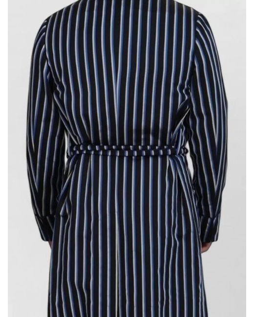 Dolce & Gabbana Blue Silk-Blend Striped Long-Sleeve Robe for men