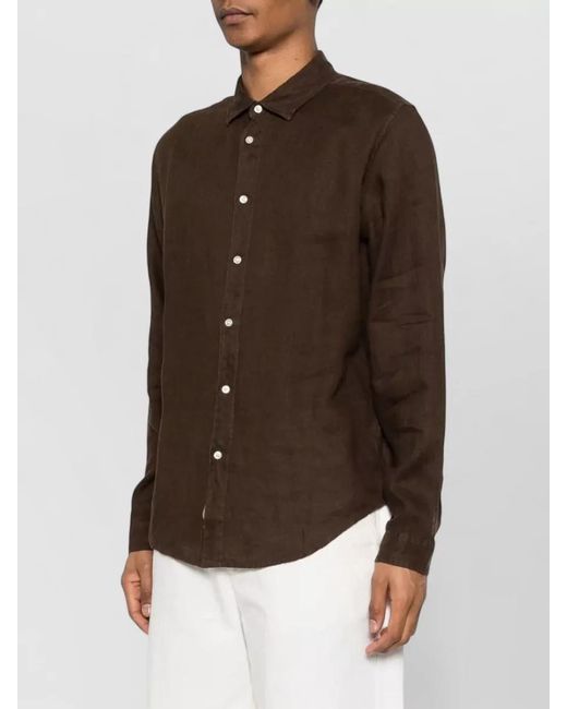Woolrich Brown Linen Long-Sleeve Shirt for men