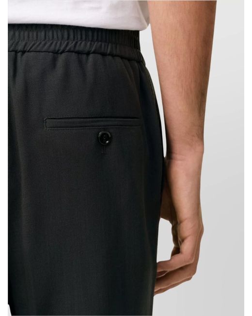AMI Black Wool Straight-Leg Trousers for men