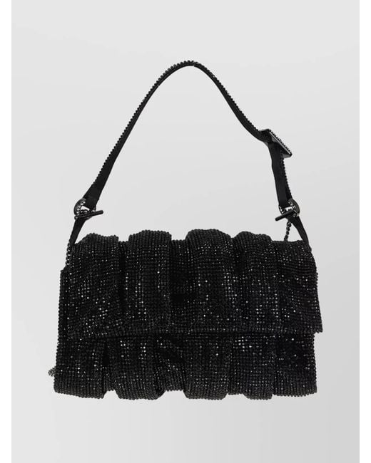 Benedetta Bruzziches Black Metal Mesh Crystal-Embellished Shoulder Bag
