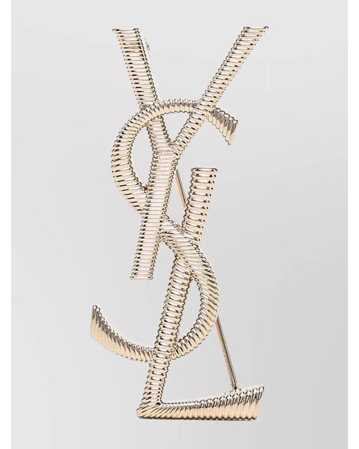 Saint Laurent White Cord Texture Brooch