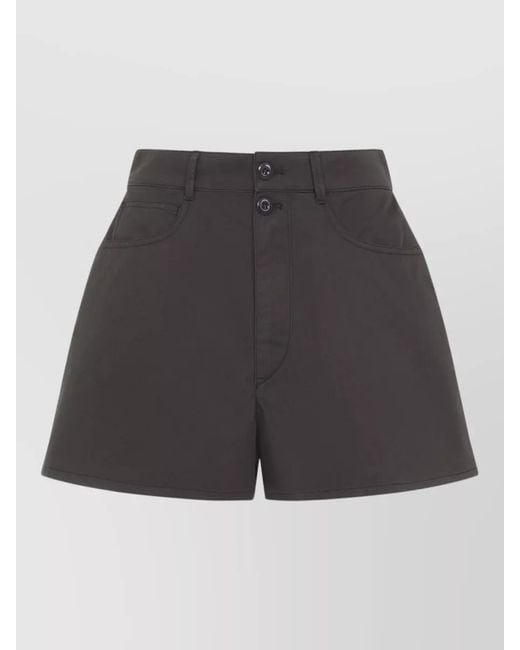 Lemaire Gray Cotton Twill Shorts Relaxed Fit