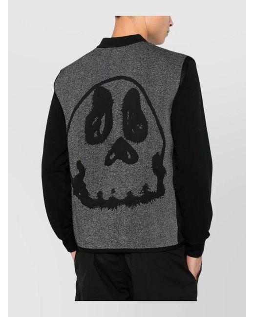 Y-3 Gray Knitted Skull Print Bomber Jacket for men