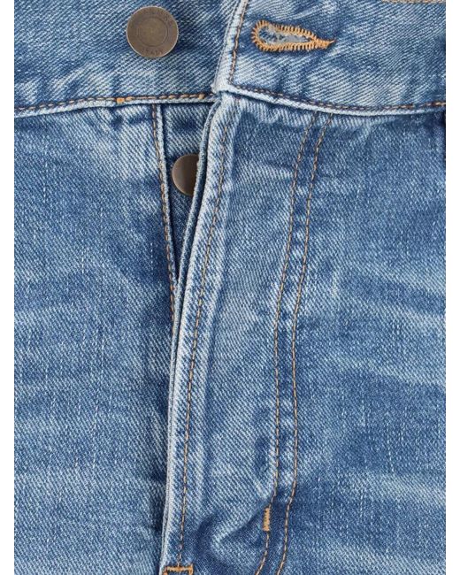 Haikure Blue Straight Jeans Belt Loops Contrast Stitching for men