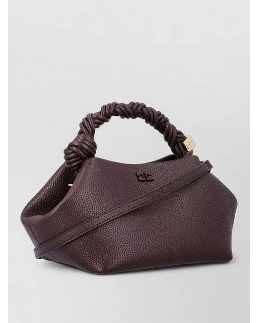 Ganni Brown Bou Small Grain Leather Shoulder Bag