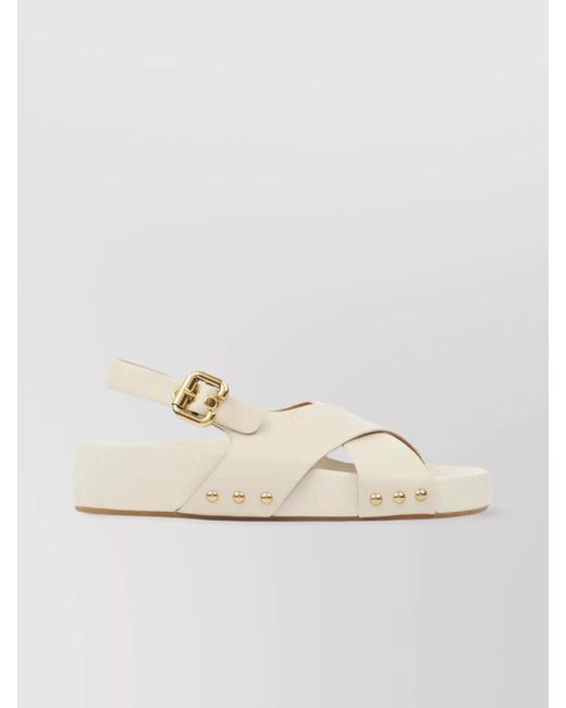 Chloé Natural Mae Sandals Stud Embellishments