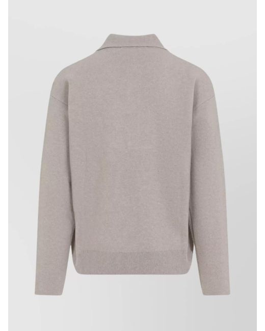 Jacquemus Gray Cashmere Wool Ribbed Polo Sweater for men