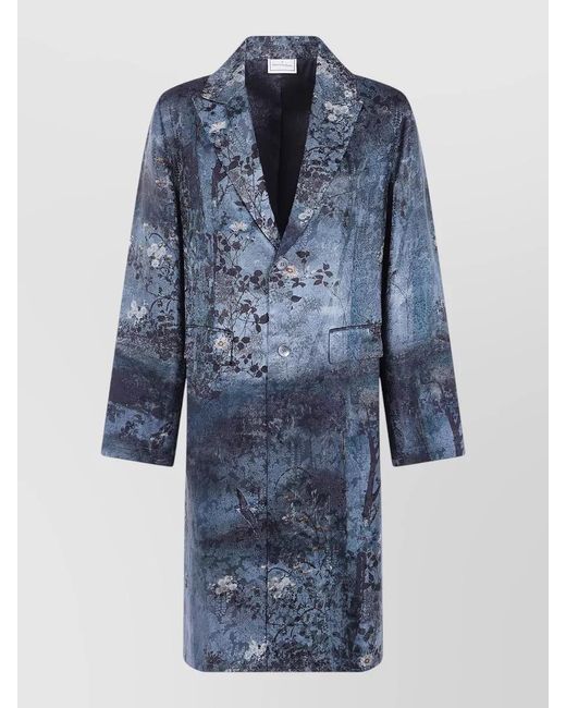 Pierre Louis Mascia Blue Dox Floral Single Breasted Mid Length Jacket