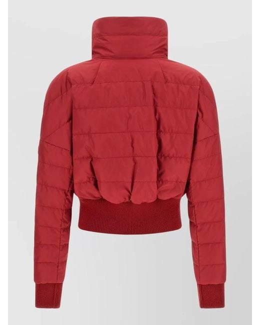 Rick Owens Red Moncler Cropped Down Jacket High Collar