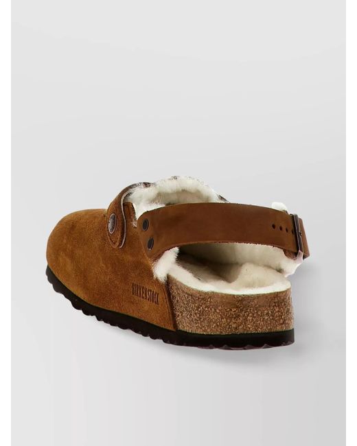 Birkenstock Brown Shearling Leather Slippers