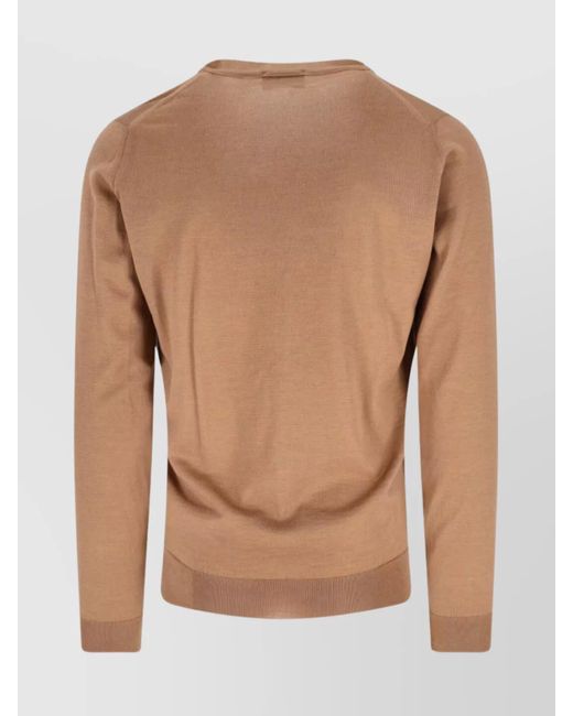 John Smedley Brown Wool Crewneck Cardigan for men