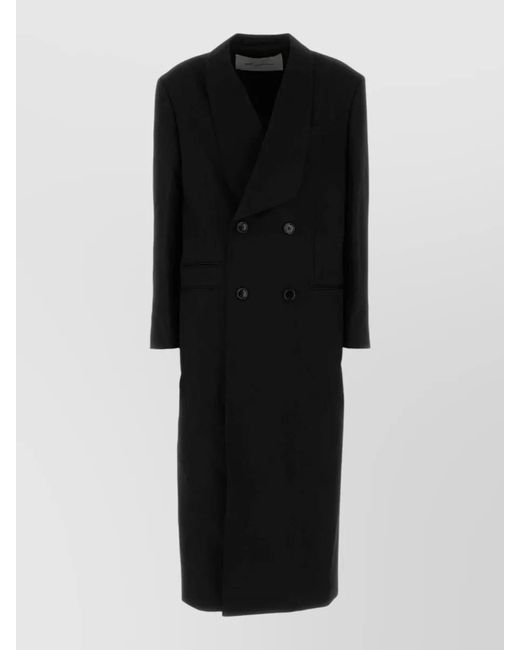 AMI Black Virgin Wool Coat