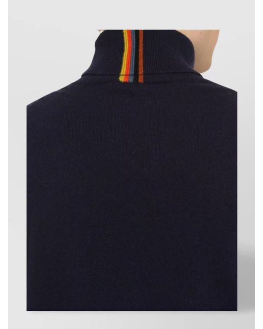 Paul Smith Blue Cashmere Ribbed Turtleneck Sweater for men