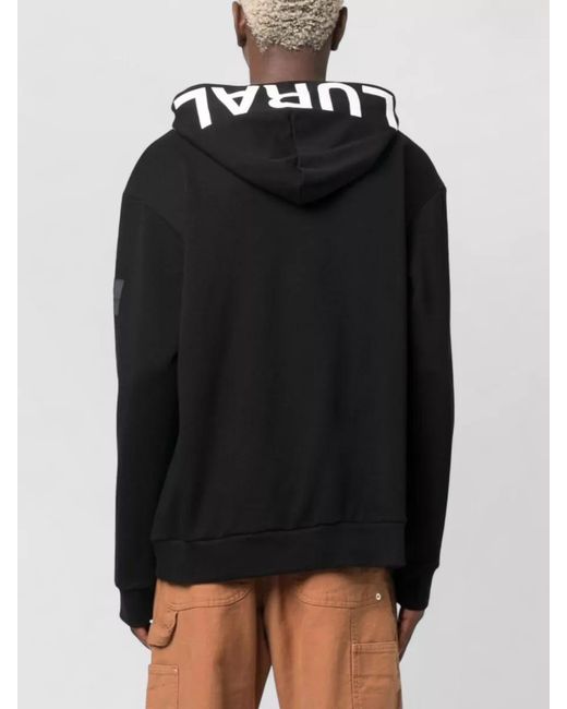 Peuterey Black Logo Cotton Hoodie Long Sleeve Silhouette for men