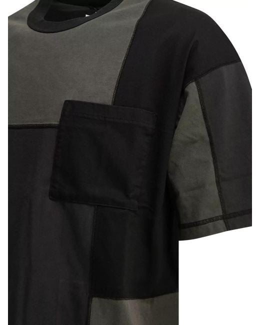 Comme des Garçons Black Patchwork Crew Neck T Shirt Chest Pocket for men