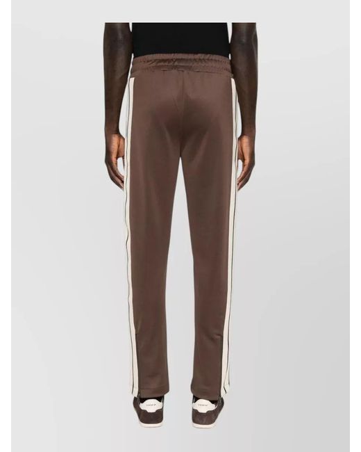 Palm Angels Brown Casual Pants Contrast Stripe Elastic Waistband for men