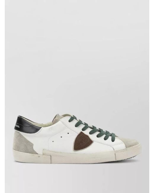 Philippe Model Metallic Leather Lace-Up Sneakers for men