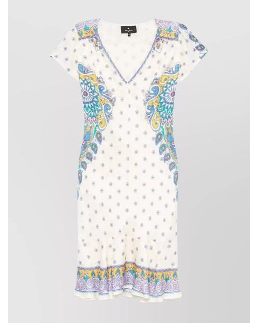 Etro White Silk Knee-Length Dress