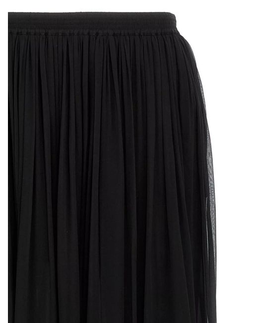 Saint Laurent Black Silk Pleated Maxi Skirt