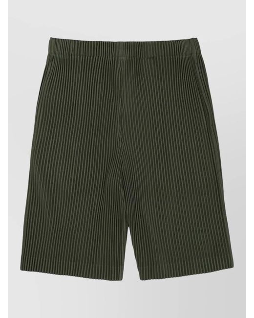 Homme Plissé Issey Miyake Green Pleated Design Straight Leg Tailored Pants for men