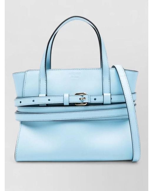 Moschino Blue Tie Me Small Leather Top Handle Bag