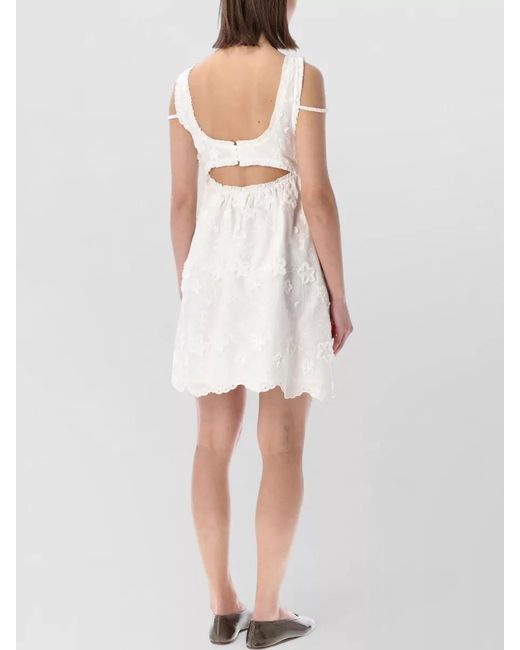 THE GARMENT White Floral Bra Dress Open Back Ruffle Trim