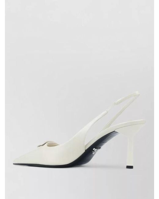Prada White Slingback Sandals Pointed Toe Stiletto Heel