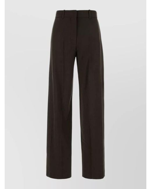 Loewe Black Wool Blend Wide Leg High Waist Trousers
