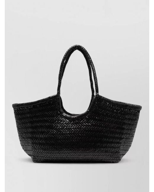 Dragon Diffusion Black Beach Tote Bag Woven Design Double Handles