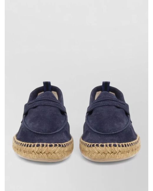 Castaner Blue Nacho Suede Moccasin Espadrille Round Toe for men
