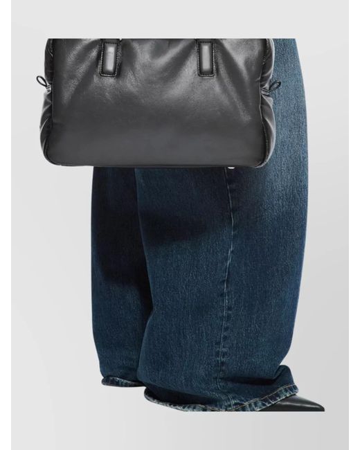 Stand Studio Gray Bowling Bag Lamb Leather Shoulder Bag