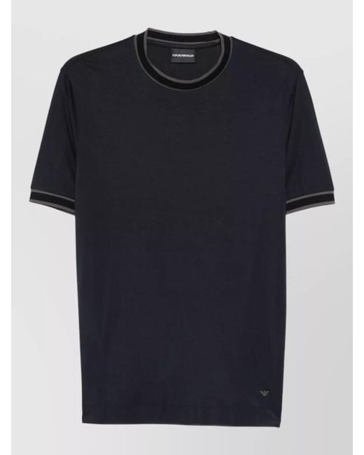 Emporio Armani Blue Silk-Blend Ribbed T-Shirt for men