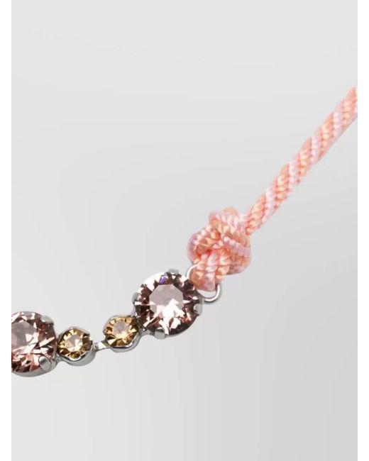 Forte_forte White Crystal Knot Necklace Rope Chain Design