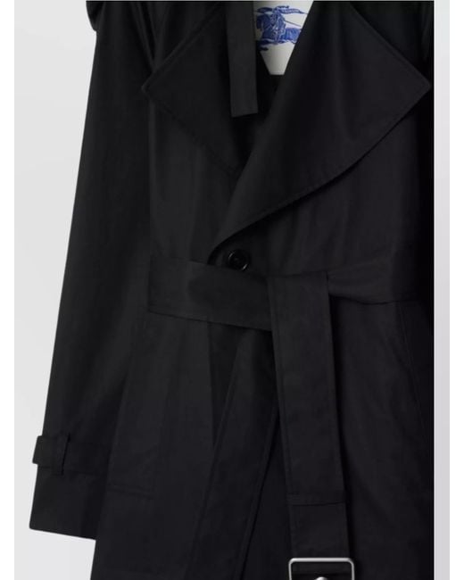 Burberry Black Cotton Double-Breasted Belted Trench Coat