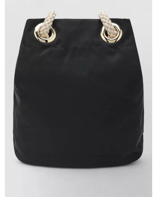 Prada Black Bucket Bag Braided Handles Tone Hardware