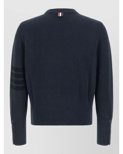 Thom Browne Blue Cotton 4-Bar Sweater for men