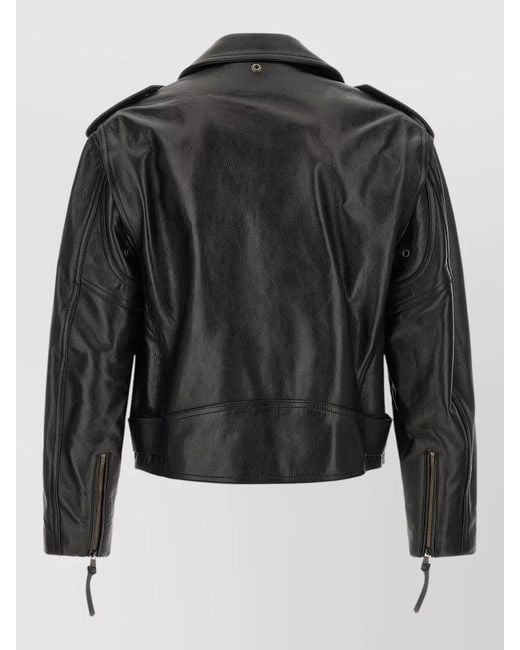 Balmain Black Belted Biker Jacket Tone Hardware for men