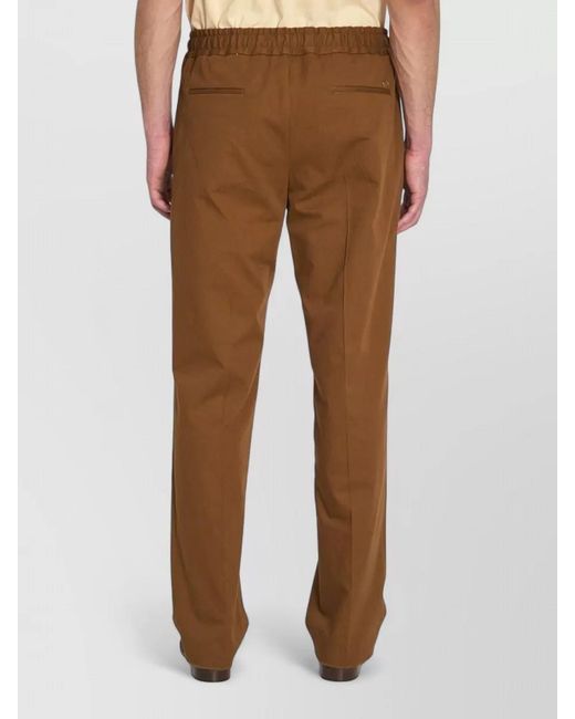 Valentino Garavani Brown Cotton Mid-Rise Straight-Leg Trousers for men