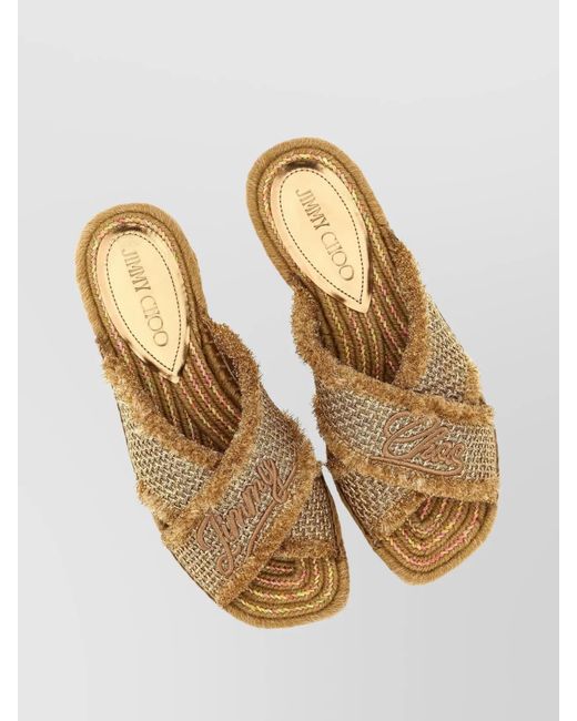 Jimmy Choo Metallic Textile Flat Sandals