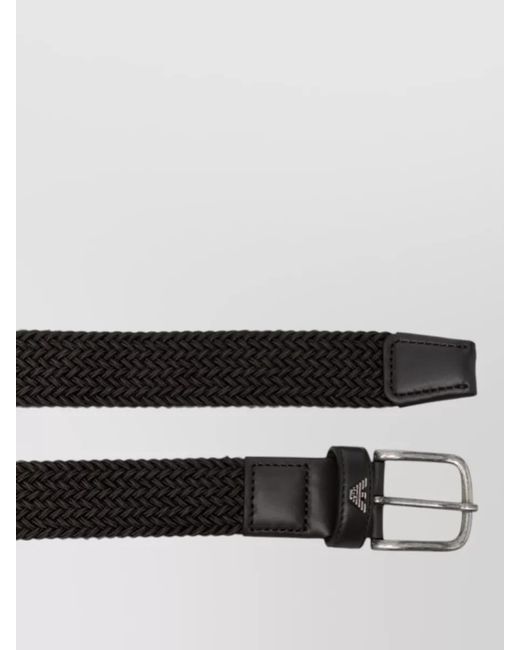 Emporio Armani Black Woven Leather Belt for men