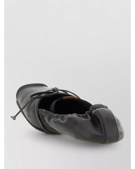 MM6 by Maison Margiela White Square Toe Ballet Shoes Elastic Trim Bow