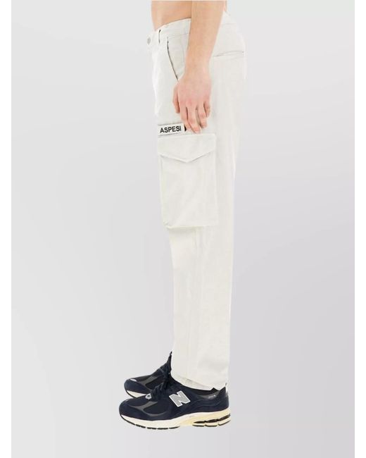 Aspesi White Cotton Straight-Leg Trousers for men