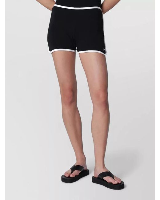 Courreges Black Cotton Contrast Mini Jersey Shorts