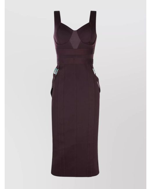 Elisabetta Franchi Purple Knee Length Dress Side Slit