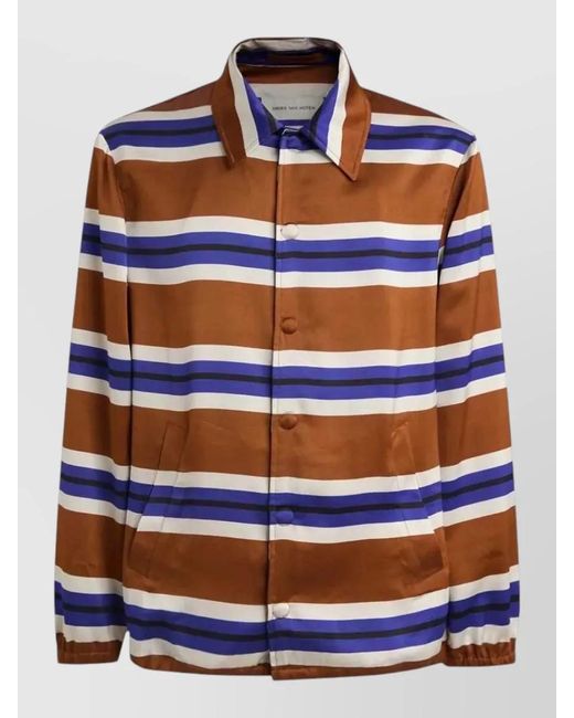 Dries Van Noten Blue Striped Jacket Long Sleeves Pockets for men