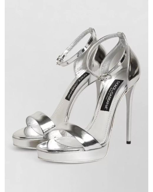 Dolce & Gabbana Gray Leather Platform Sandals
